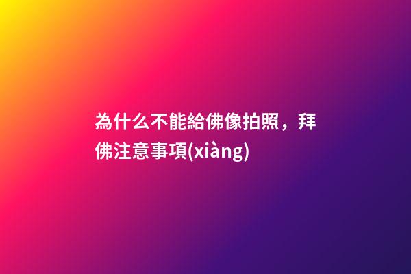 為什么不能給佛像拍照，拜佛注意事項(xiàng)