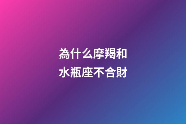 為什么摩羯和水瓶座不合財-第1張-星座運勢-玄機派