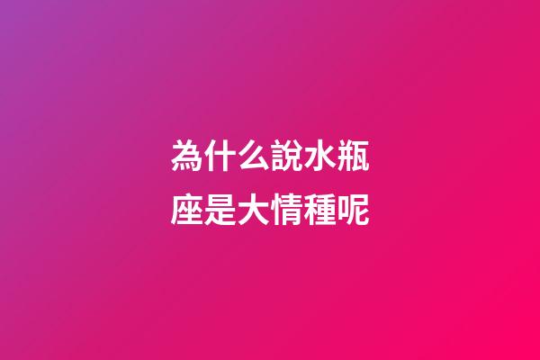 為什么說水瓶座是大情種呢-第1張-星座運勢-玄機派