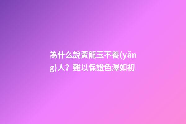 為什么說黃龍玉不養(yǎng)人？難以保證色澤如初