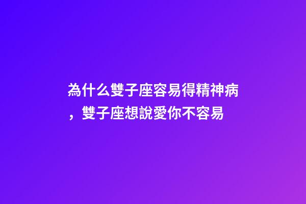 為什么雙子座容易得精神病，雙子座想說愛你不容易-第1張-觀點(diǎn)-玄機(jī)派