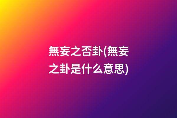 無妄之否卦(無妄之卦是什么意思)