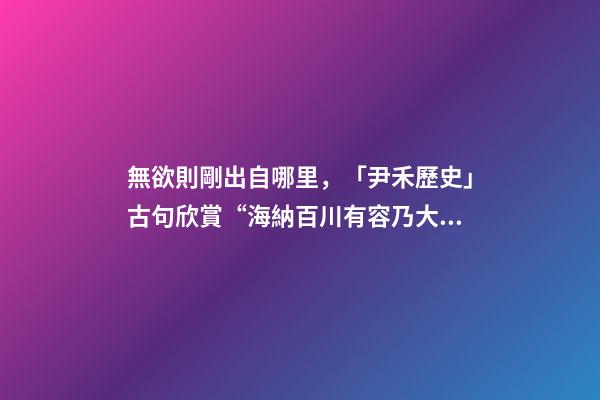 無欲則剛出自哪里，「尹禾歷史」古句欣賞“海納百川有容乃大”是一種什么樣的包容-第1張-觀點-玄機(jī)派