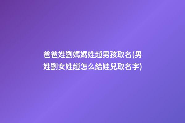爸爸姓劉媽媽姓趙男孩取名(男姓劉女姓趙怎么給娃兒取名字)