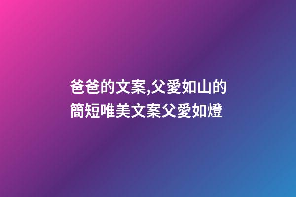 爸爸的文案,父愛如山的簡短唯美文案父愛如燈-第1張-觀點-玄機派