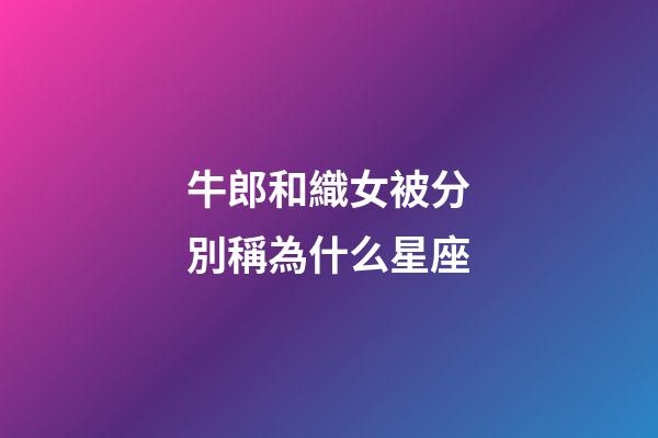 牛郎和織女被分別稱為什么星座