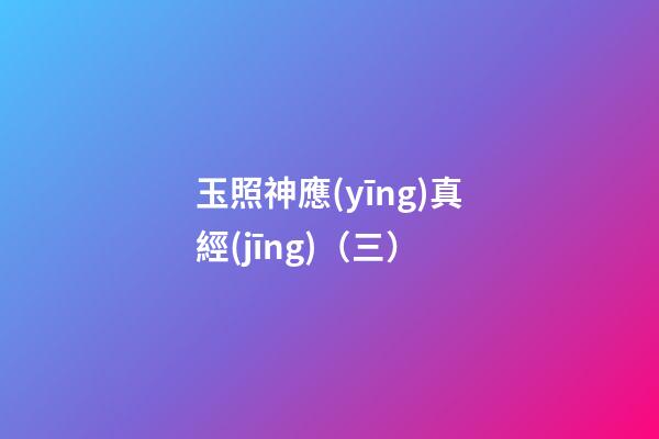 玉照神應(yīng)真經(jīng)（三）