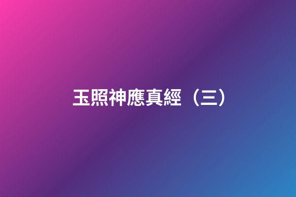 玉照神應真經（三）