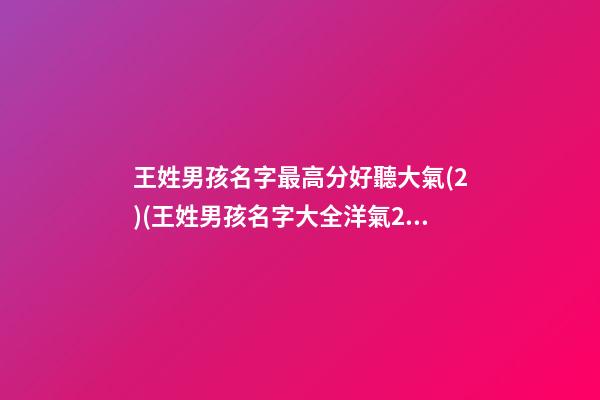 王姓男孩名字最高分好聽大氣(2)(王姓男孩名字大全洋氣2021)