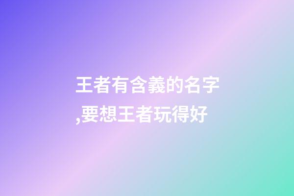 王者有含義的名字,要想王者玩得好-第1張-觀點-玄機派