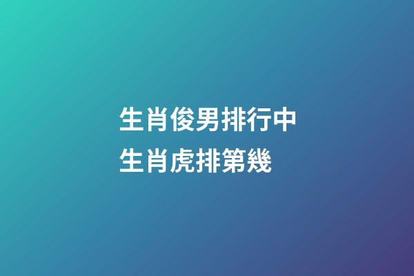 生肖俊男排行中生肖虎排第幾