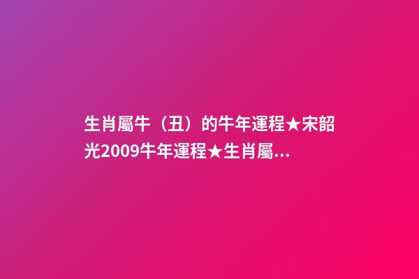 生肖屬牛（丑）的牛年運程★宋韶光2009牛年運程★生肖屬牛牛年每月吉兇