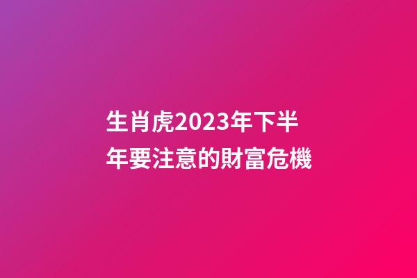 生肖虎2023年下半年要注意的財富危機