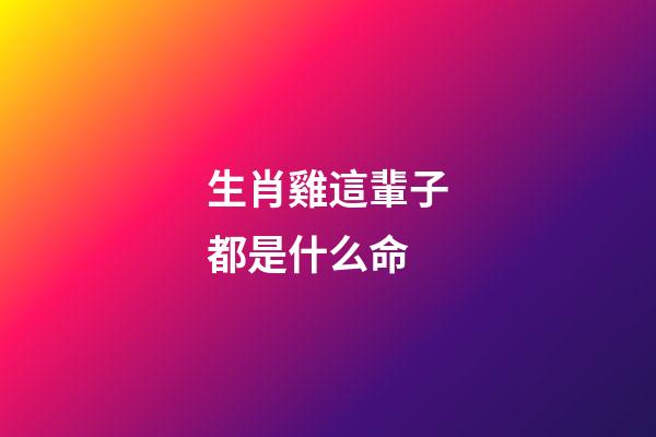 生肖雞這輩子都是什么命