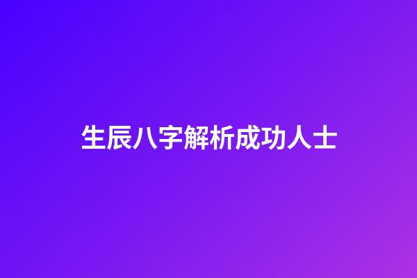 生辰八字解析成功人士