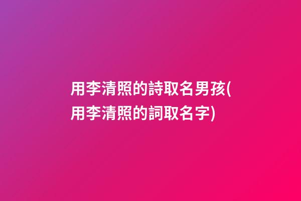 用李清照的詩取名男孩(用李清照的詞取名字)