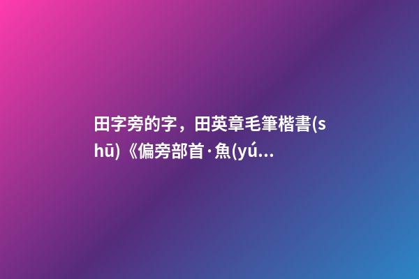 田字旁的字，田英章毛筆楷書(shū)《偏旁部首·魚(yú)字旁》