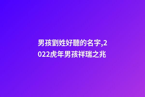 男孩劉姓好聽的名字,2022虎年男孩祥瑞之兆-第1張-觀點(diǎn)-玄機(jī)派