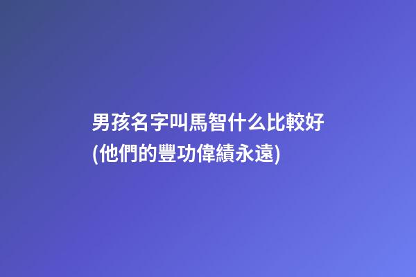 男孩名字叫馬智什么比較好(他們的豐功偉績永遠)