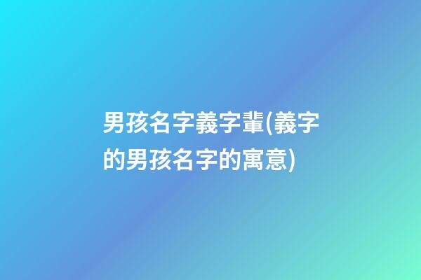 男孩名字義字輩(義字的男孩名字的寓意)