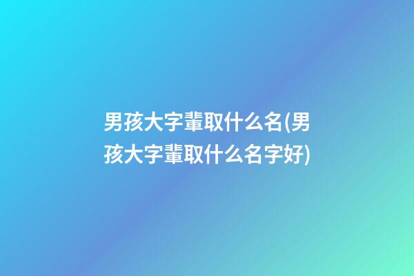 男孩大字輩取什么名(男孩大字輩取什么名字好)