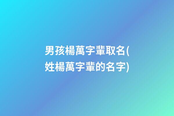 男孩楊萬字輩取名(姓楊萬字輩的名字)