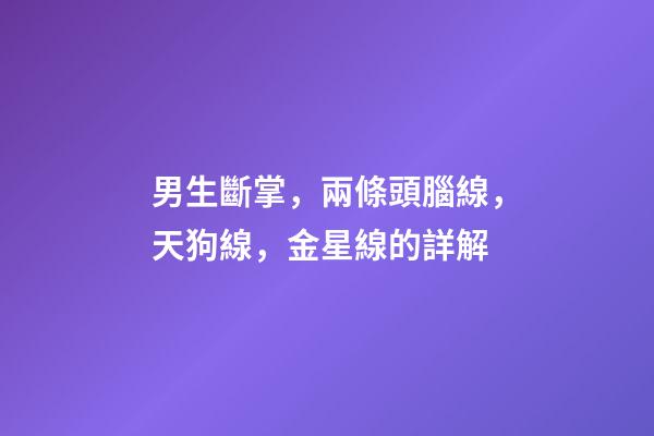 男生斷掌，兩條頭腦線，天狗線，金星線的詳解