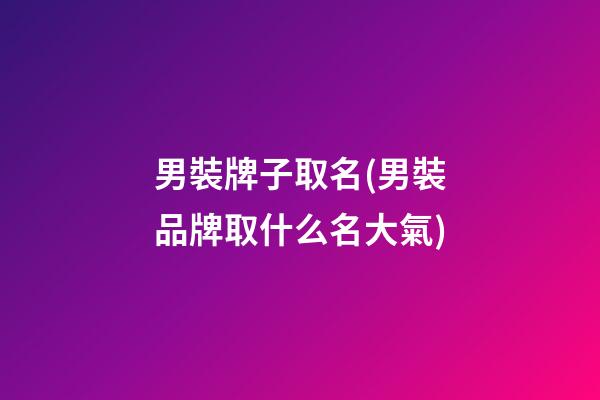 男裝牌子取名(男裝品牌取什么名大氣)