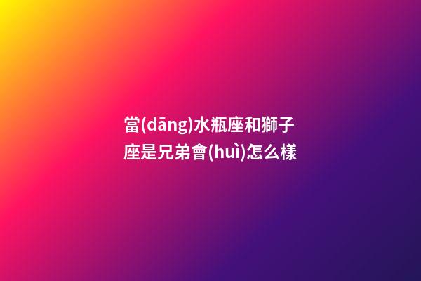 當(dāng)水瓶座和獅子座是兄弟會(huì)怎么樣
