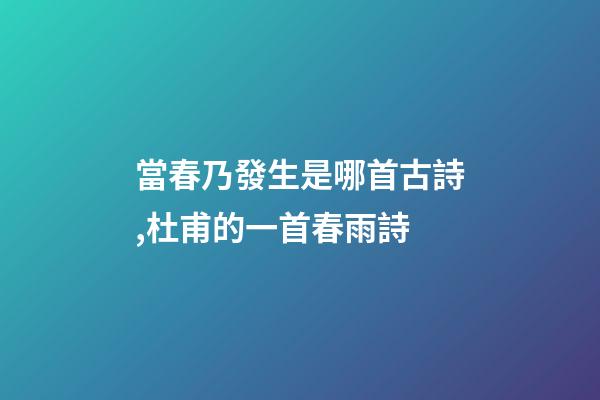 當春乃發生是哪首古詩,杜甫的一首春雨詩-第1張-觀點-玄機派