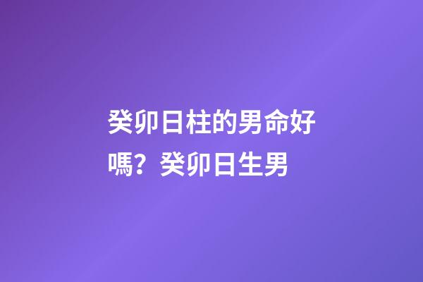 癸卯日柱的男命好嗎？癸卯日生男