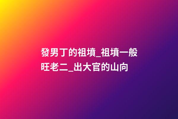 發男丁的祖墳_祖墳一般旺老二_出大官的山向