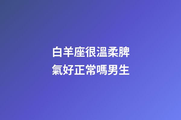 白羊座很溫柔脾氣好正常嗎男生-第1張-星座運(yùn)勢(shì)-玄機(jī)派