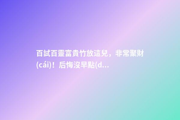 百試百靈富貴竹放這兒，非常聚財(cái)！后悔沒早點(diǎn)知道