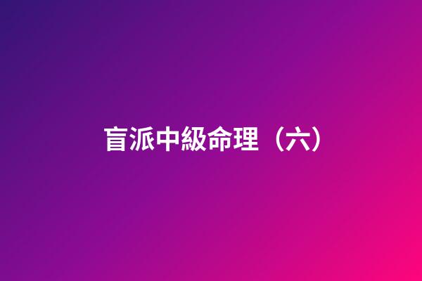 盲派中級命理（六）