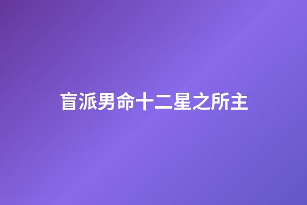 盲派男命十二星之所主