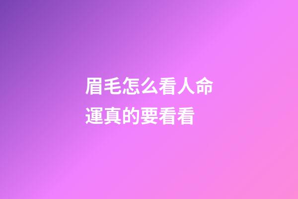 眉毛怎么看人命運真的要看看