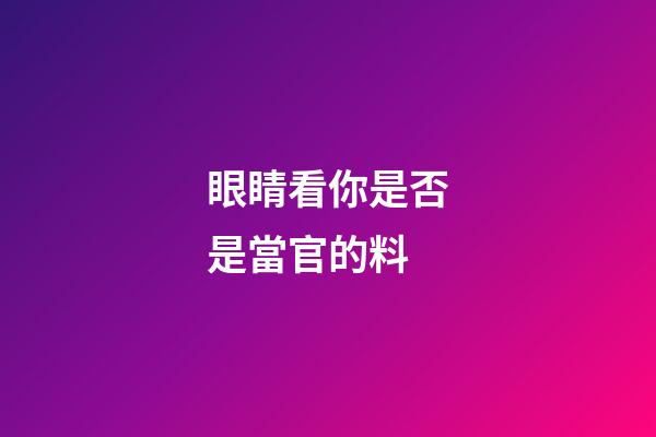 眼睛看你是否是當官的料