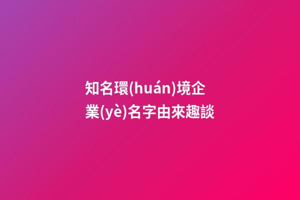 知名環(huán)境企業(yè)名字由來趣談-第1張-公司起名-玄機派