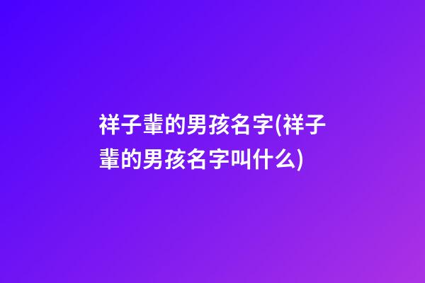 祥子輩的男孩名字(祥子輩的男孩名字叫什么)