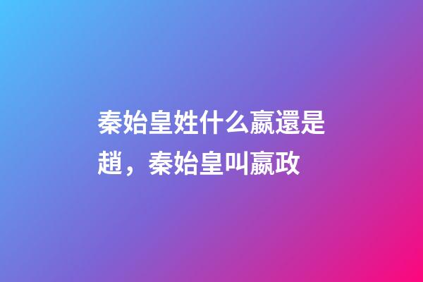 秦始皇姓什么嬴還是趙，秦始皇叫嬴政-第1張-觀點-玄機派