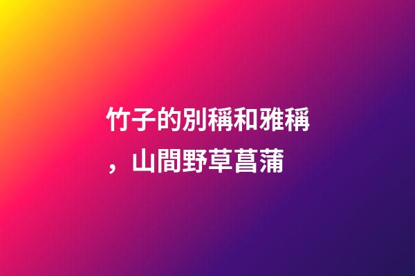 竹子的別稱和雅稱，山間野草菖蒲-第1張-觀點-玄機派