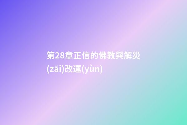 第28章正信的佛教與解災(zāi)改運(yùn)