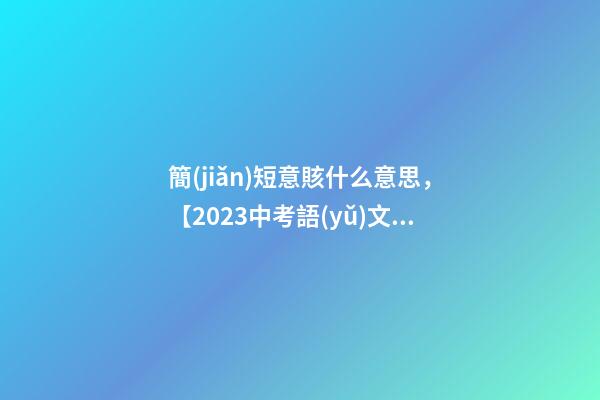 簡(jiǎn)短意賅什么意思，【2023中考語(yǔ)文】常考成語(yǔ)歸納(3)-第1張-觀點(diǎn)-玄機(jī)派