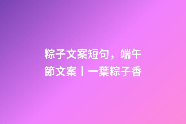 粽子文案短句，端午節文案丨一葉粽子香-第1張-觀點-玄機派