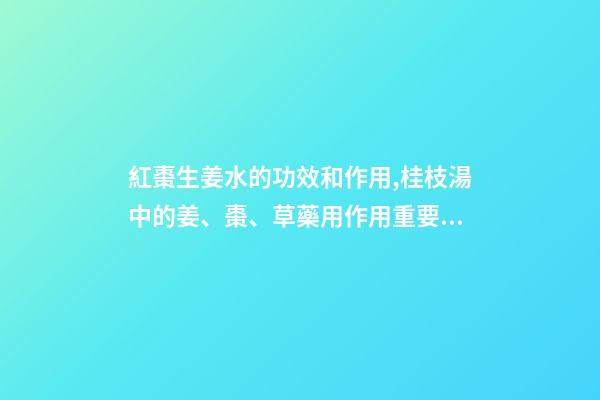 紅棗生姜水的功效和作用,桂枝湯中的姜、棗、草藥用作用重要嗎-第1張-觀點-玄機派