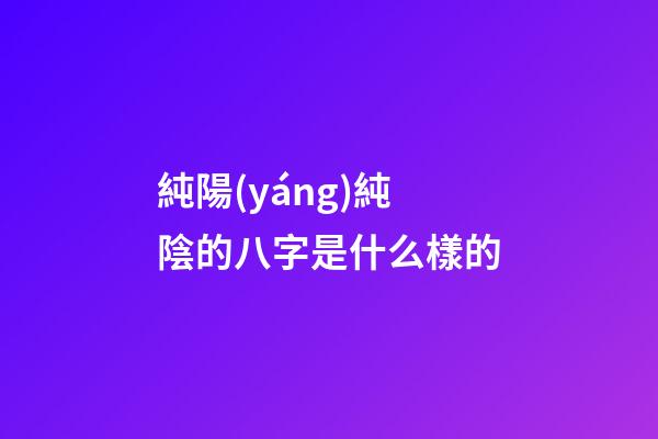 純陽(yáng)純陰的八字是什么樣的
