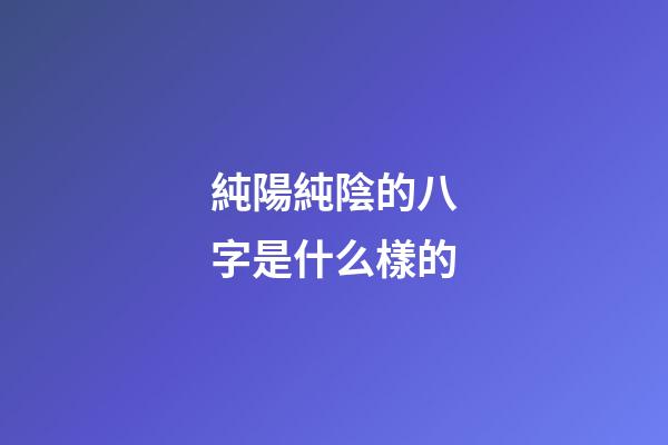 純陽純陰的八字是什么樣的