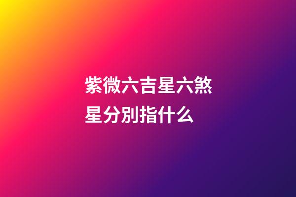 紫微六吉星六煞星分別指什么