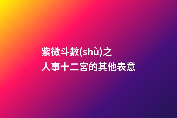 紫微斗數(shù)之人事十二宮的其他表意